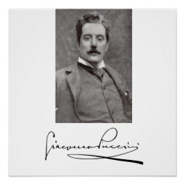 Porträtt och Namnteckning av Giacomo Puccini Perfect Poster
