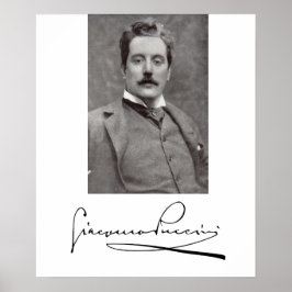 Porträtt och Namnteckning av Giacomo Puccini Poster