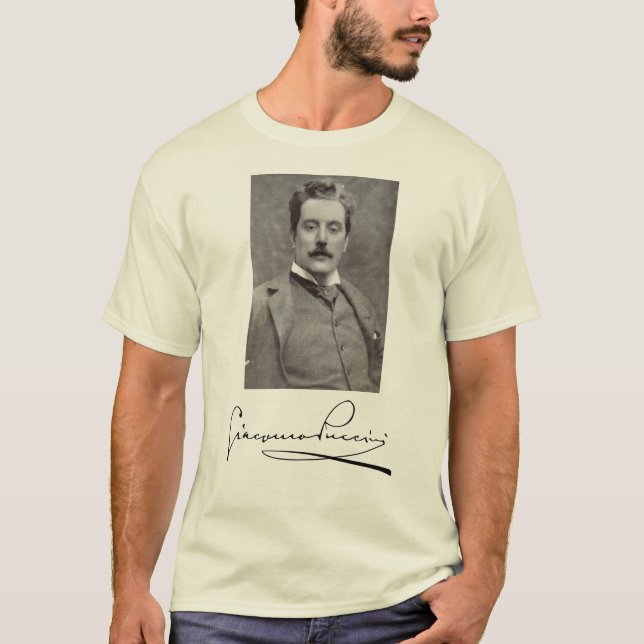 Porträtt och Namnteckning av Giacomo Puccini T Shirt (Framsida)