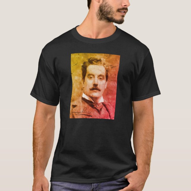 Porträtt och Namnteckning av Giacomo Puccini T Shirt (Framsida)