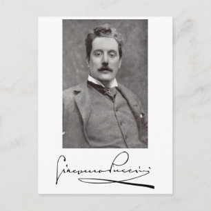 Porträtt och Namnteckning av Giacomo Puccini Vykort