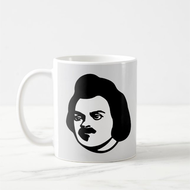 Porträtt och namnteckning av Honoré de Balzac-kaff Kaffemugg (Vänster)