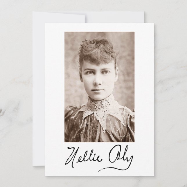 Porträtt och namnteckning av Nellie Bly Inbjudningar (Framsida)