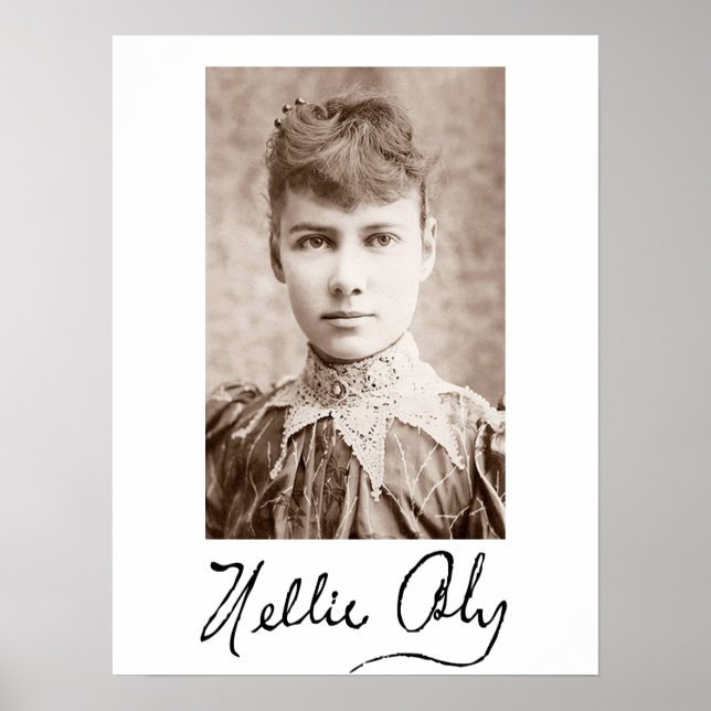 Porträtt och Namnteckning av Nellie Bly Poster (Framsidan)