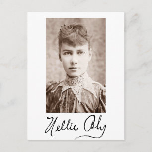 Porträtt och Namnteckning av Nellie Bly Vykort