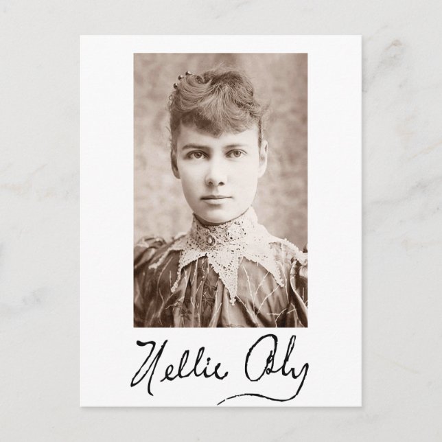 Porträtt och Namnteckning av Nellie Bly Vykort (Framsida)