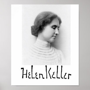 Porträtt och namnteckning Hellen Keller Poster