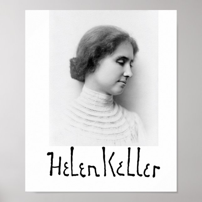 Porträtt och namnteckning Hellen Keller Poster (Framsidan)