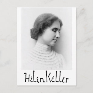 Porträtt och namnteckning Hellen Keller Vykort
