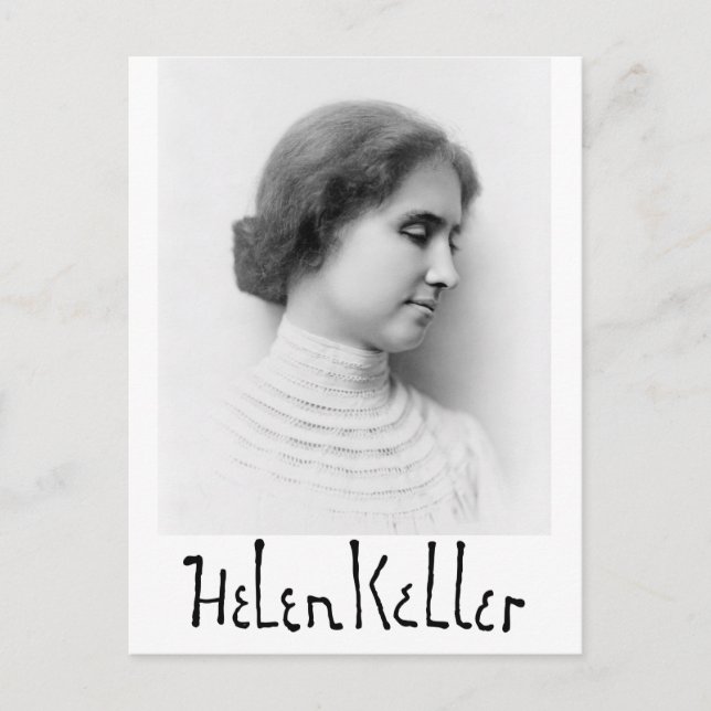 Porträtt och namnteckning Hellen Keller Vykort (Framsida)