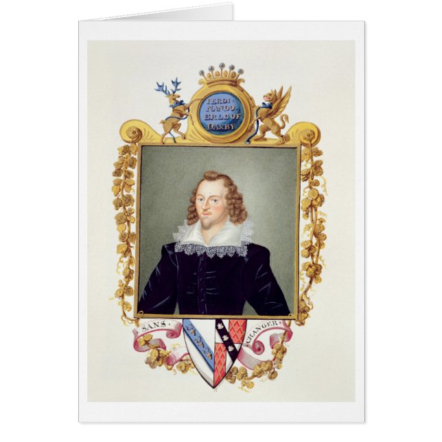 Porträtt of Ferdinando Stanley (1559-94) 5th Earl Hälsningskort (Framsidan)