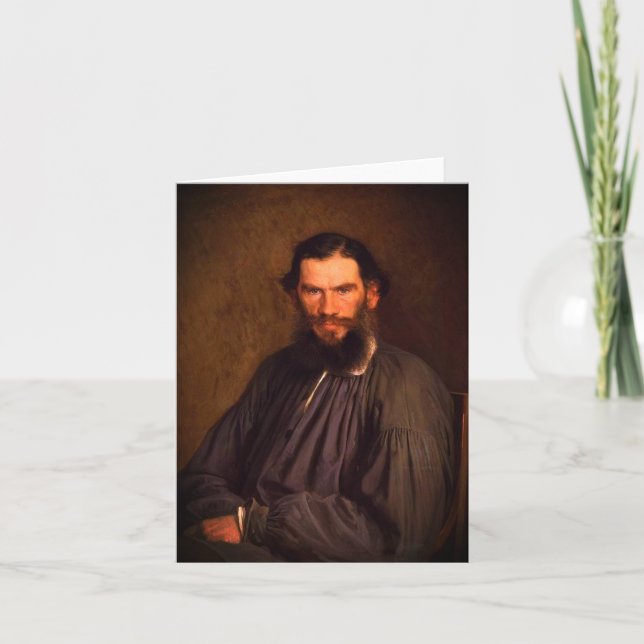Porträtt of Leo Tolstoy (av Ivan Kramskoi, 1873) Anteckningskort (Framsida)