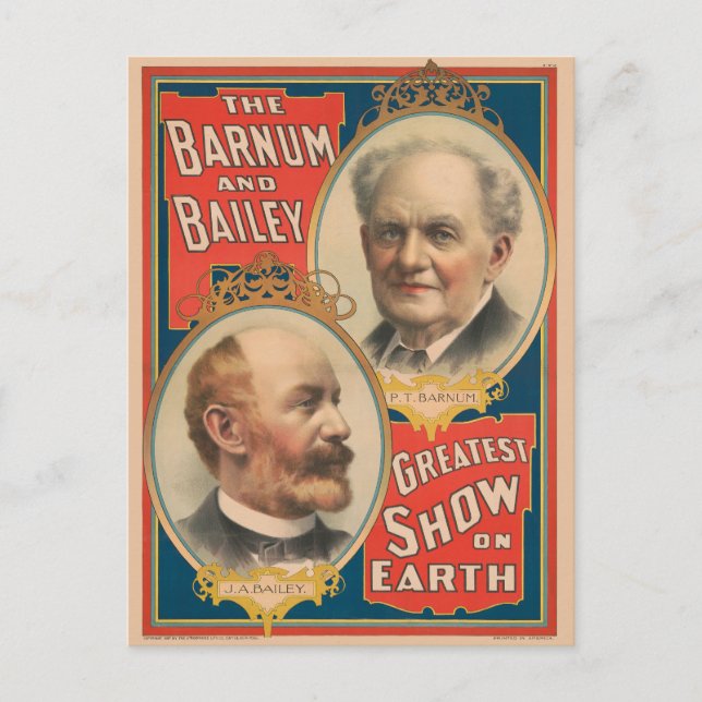 Porträtt of P.T. Barnum and J.A. Bailey Vykort (Framsida)