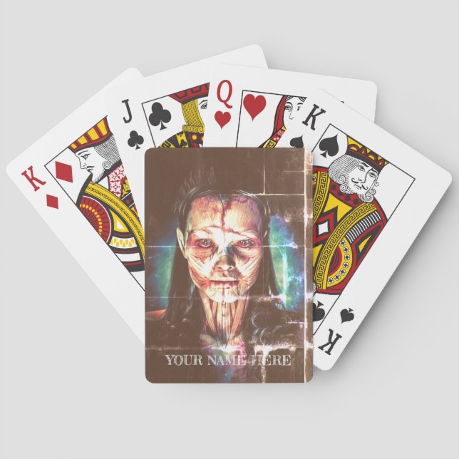 Porträtt om en kvinna. casinokort (Baksidan)
