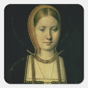 Porträtt om en kvinna, eventuellt Catherine of Ara Fyrkantigt Klistermärke