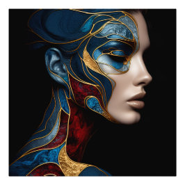 Porträtt om en kvinna i Abstrakt Fototryck