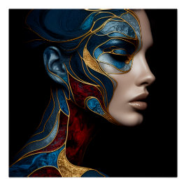 Porträtt om en kvinna i Abstrakt Perfect Poster