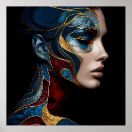 Porträtt om en kvinna i Abstrakt Poster