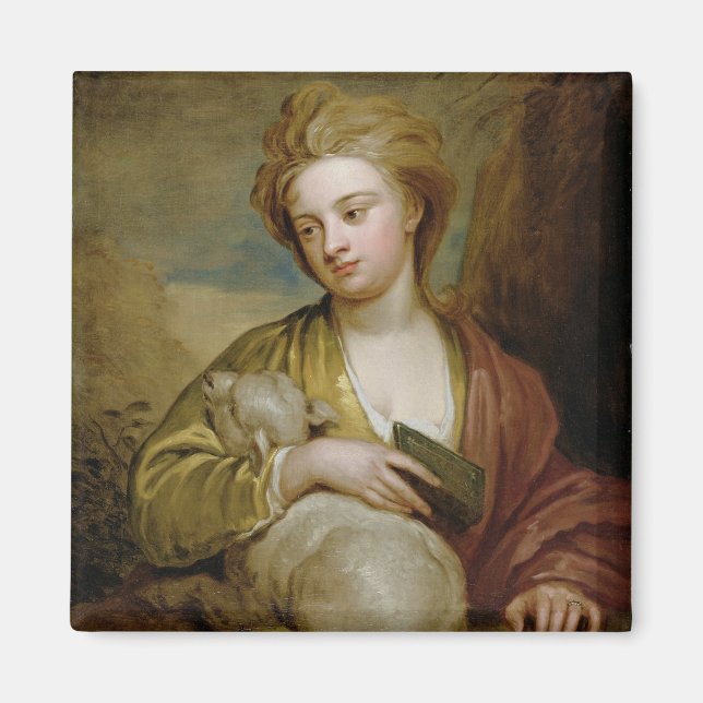 Porträtt om en kvinna som St. Agnes, traditionellt Magnet (Framsidan)