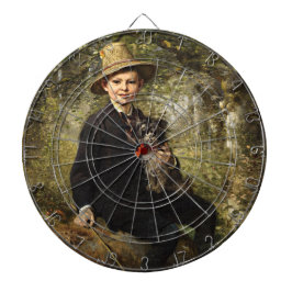 Porträtt om en pojke med Hund i en skog (Knaus) Darttavla