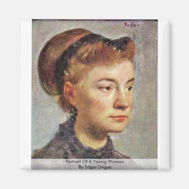Porträtt om en ung kvinna av Edgar Degas Magnet (Framsidan)