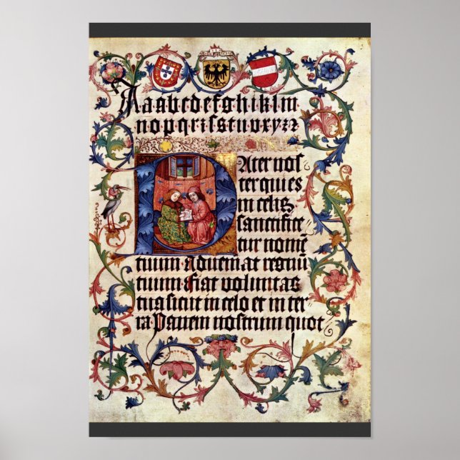 Porträtt om kejsare Maximilian I och hans lärare B Poster (Framsidan)