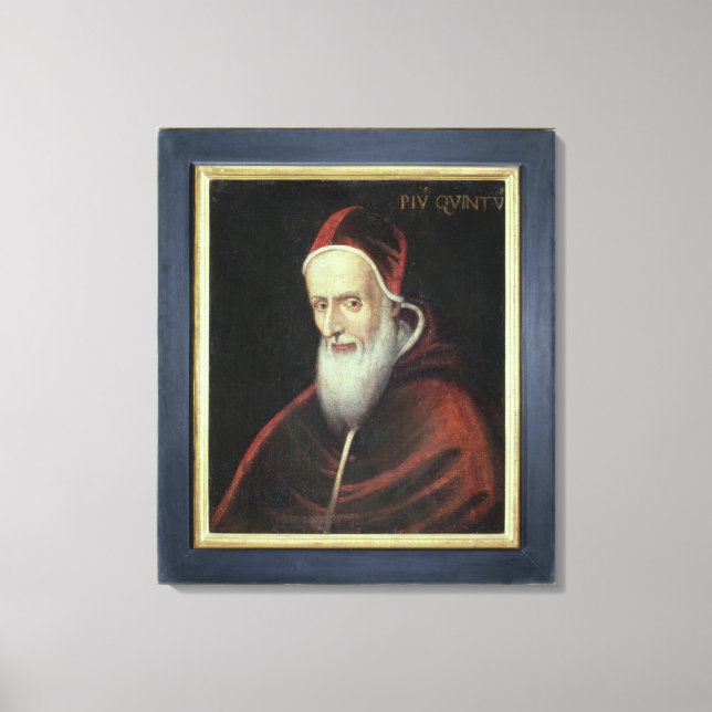 Porträtt om påve Pius V (1504-72) (olja på arbetsy Canvastryck (Framsida)