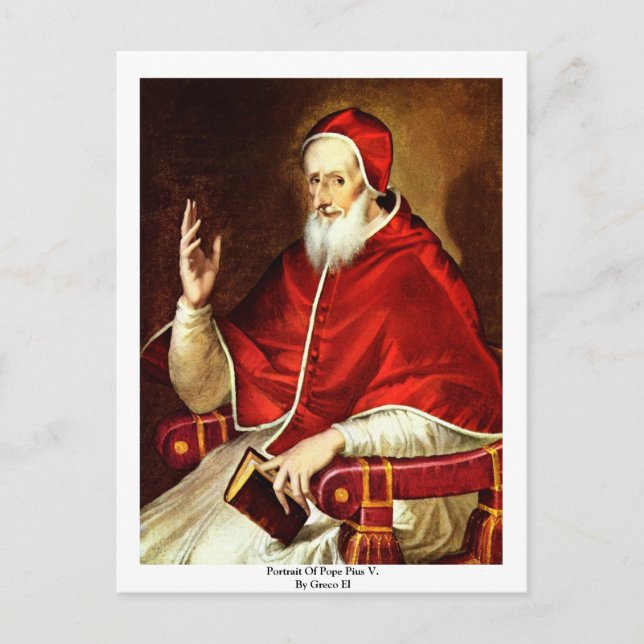 Porträtt om påve Pius V. Av Greco El Vykort (Framsida)