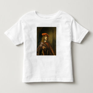 Porträtt på en ung man med rött lock tee shirt