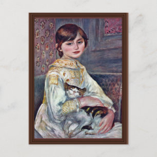 Porträtt på Mademoiselle Julie Manet med katt Vykort