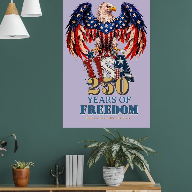 Porträtt Patriotisk Örn USA Affisch Lila Version (Vardagsrum 1)