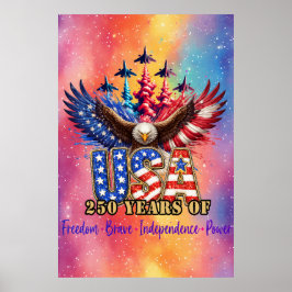Porträtt Patriotisk Örn Vattenfärg Poster