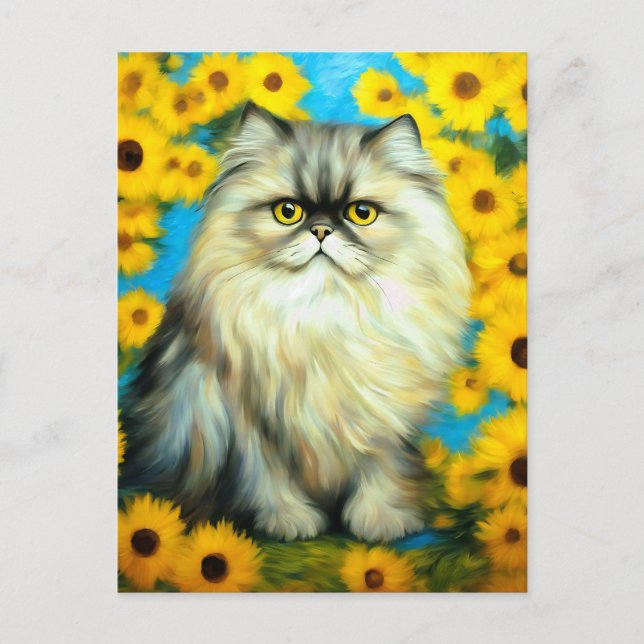 Porträtt Petals Persian Cat Vykort (Framsida)