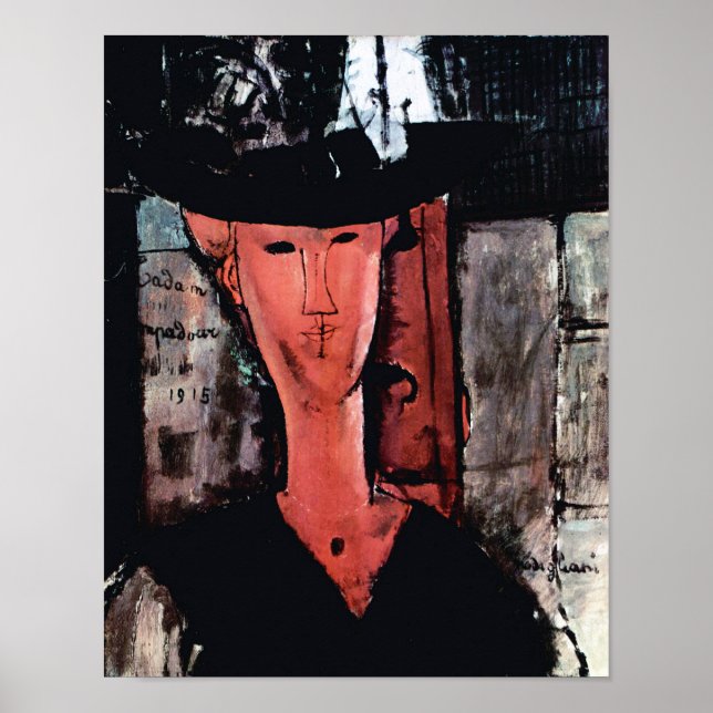 Porträtt, Pompadour, Modigliani Poster (Framsidan)