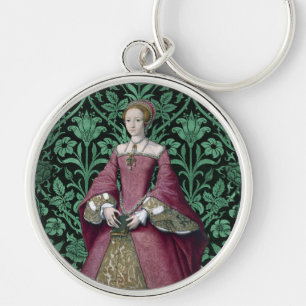 Porträtt Princess Elizabeth Tudor, drottning Rund Silverfärgad Nyckelring