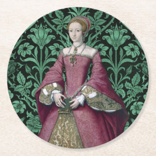 Porträtt Princess Elizabeth Tudor, drottning Underlägg Papper Rund