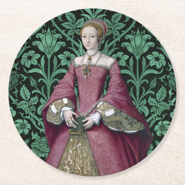 Porträtt Princess Elizabeth Tudor, drottning Underlägg Papper Rund (Framsidan)