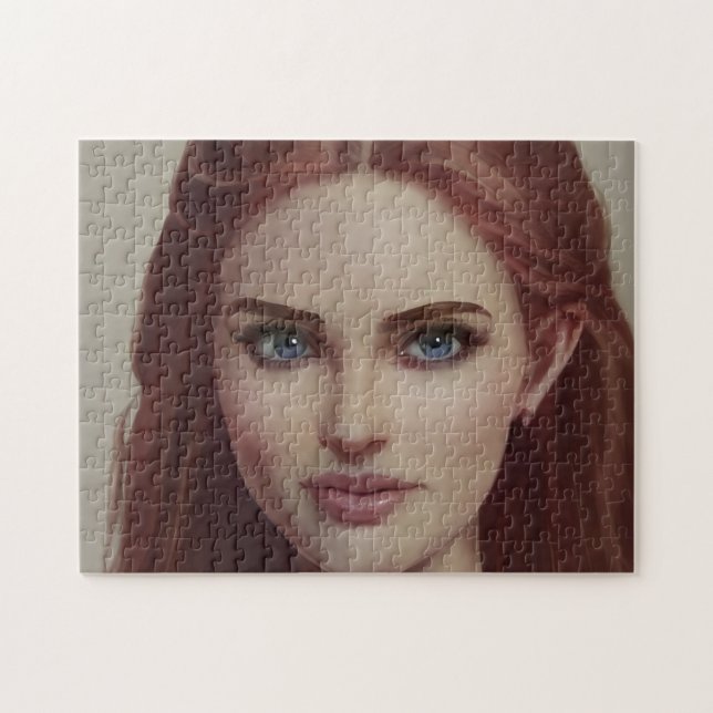 Porträtt Red Hair Smile Young Woman Pussel (Horisontell)