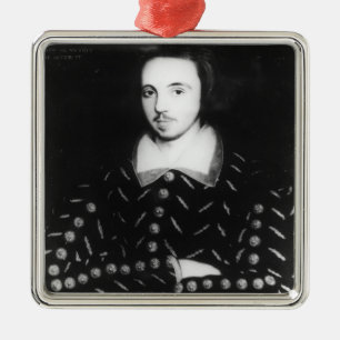 Porträtt sade att vara Christopher Marlowe Julgransprydnad Metall