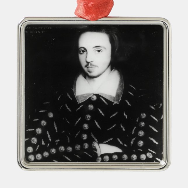 Porträtt sade att vara Christopher Marlowe Julgransprydnad Metall (Framsidan)