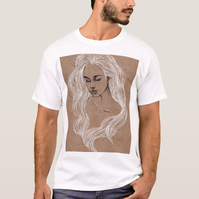 Porträtt Sketch: Illustration av unga flickor T Shirt (Framsida)