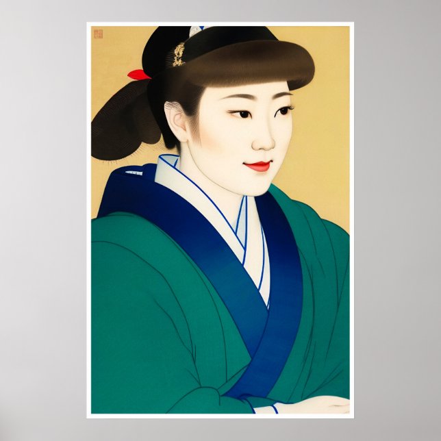 Porträtt - Skriv ut träblock Poster (Framsidan)