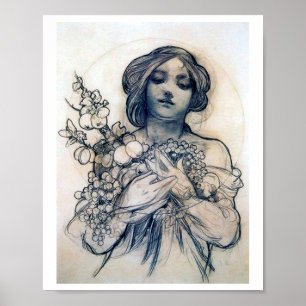 Porträtt (Studie), Alphonse Mucha Poster