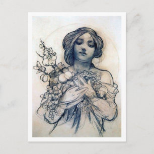 Porträtt (Studie), Alphonse Mucha Vykort