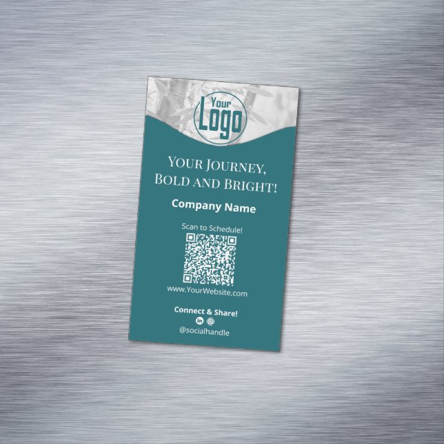 Porträtt Teal White Life Coach Company Magnetiska Visitkort (In Situ)