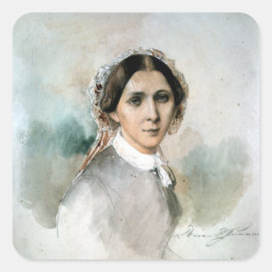 Porträtt till Clara Schumann 1853 Fyrkantigt Klistermärke