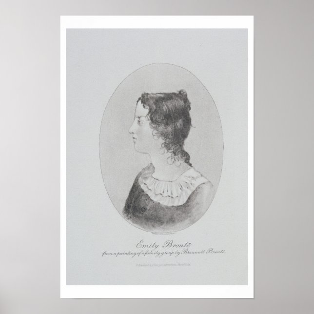 Porträtt till Emily Bronte (1818-48) graverad av W Poster (Framsidan)