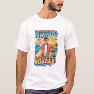 Porträtt till en Digital Nomad Surfer-kille T Shirt
