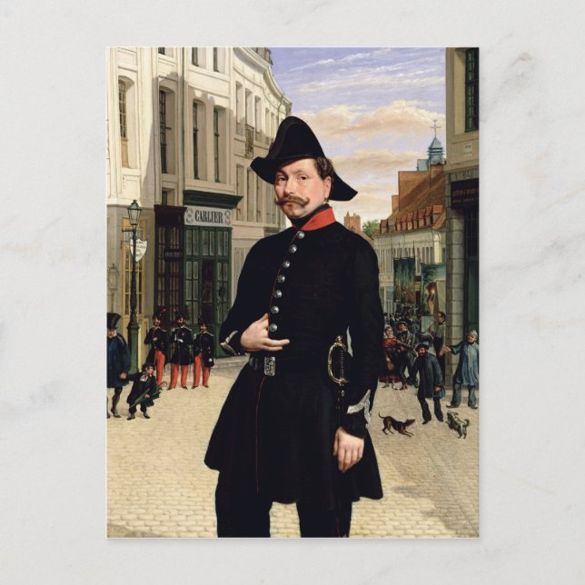 Porträtt till en polisman i Douai 1848 Vykort (Framsida)