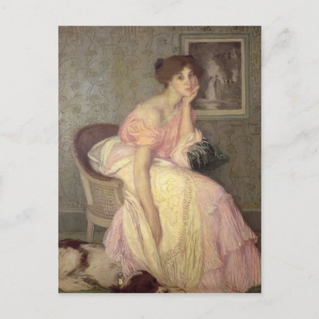 Porträtt till en ung kvinna vykort (Framsida)